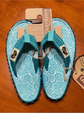 Women's Gumbies Islander Teal Patterned Flip Flop Sandals